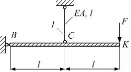 Изображение вопроса Система, показанная на рисунке, нагружена силой F....