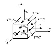 Изображение вопроса Напряженное состояние элементарного объема, показа...