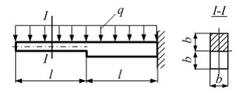 Изображение вопроса На консольную ступенчатую балку длиной действует ...