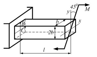 Изображение вопроса Стержень прямоугольного сечения с размерами b и 2b...