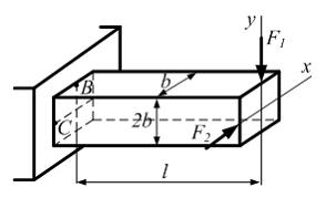 Изображение вопроса Стержень прямоугольного сечения с размерами b и 2b...