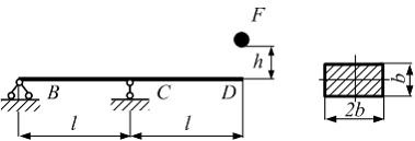 Изображение вопроса На балку в сечении D с высоты падает груз весом ....
