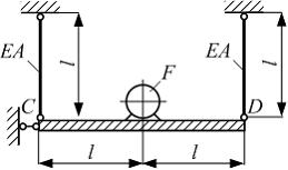 Изображение вопроса На абсолютно жесткий элемент CD, подвешенный на дв...