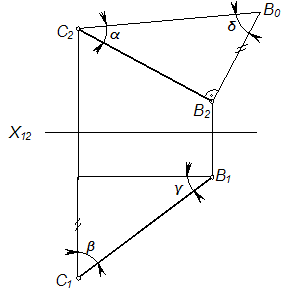 Изображение вопроса Угол наклона отрезка прямой СВ к плоскости проекци...
