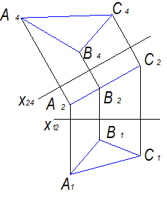 Изображение вопроса На чертеже решена задача: преобразовать плоскость ...