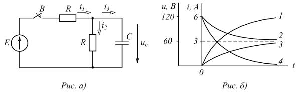 Изображение вопроса Если в схеме (рис. а)    то графиком изменения нап...