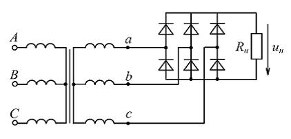 Изображение вопроса В трехфазном мостовом выпрямителе с идеальными тра...