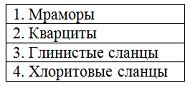 Изображение вопроса Расположите метаморфические горные породы в порядк...