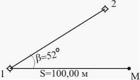 Изображение вопроса Дирекционный угол линии 1-2 равен 50°22