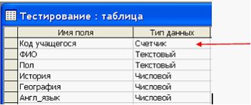 Изображение вопроса Особенность поля «Счетчик» в СУБД MS Acc...